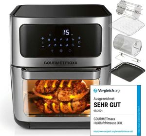 GOURMETmaxx Heißluft-Ofen Digital mit Sichtfenster - 12l - Edelstahl