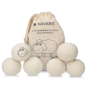 Navaris Trocknerbälle 6er Pack ökologisch - Ball für Wäschetrockner aus 100% Wolle - Umweltschonende Filzbälle -Weichspüler Alternative