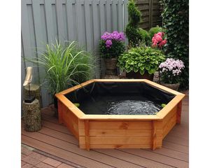 Hochteich promadino Miniteich 6eck-Hochteich, honigbraun mit Teichfolie 222 x 192 x 40 cm