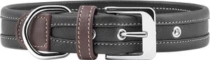Knuffelwuff Weiches Echtleder Hundehalsband Midpines 40-47cm Schwarz