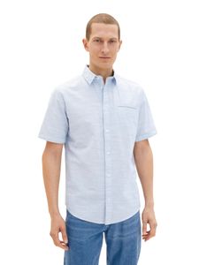 Herren TOM TAILOR Kurzarm Hemd mit Brusttasche Struktur Stoff aus Baumwolle STRUCTURED SHIRT, Farben:Hellblau, Größe:S