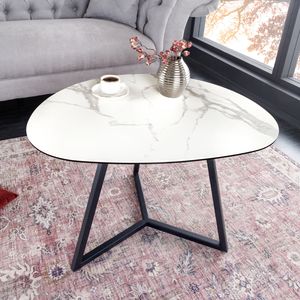 riess-ambiente Moderner Couchtisch MARVELOUS 70cm weiß schwarz Glas Marmor Keramik  Italy Wohnzimmer Beistelltisch Tisch