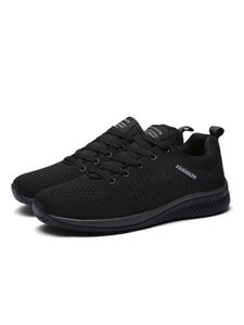Herren Sneaker Laufschuhe Outdoor Schnüren Turnschuhe Atmungsaktive Freizeitschuhe aus Mesh, Farbe:Schwarz, EU 44