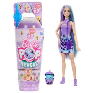 Mattel HTJ19 - Barbie - Pop Reveal - Duftende Puppe mit 8 Überraschungen und Farbwechsel, Taro-Milk-Edition