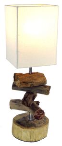 Tischlampe 15 x 50 x 15 cm Treibholz Tischleuchte Holz Lampe Teakholz Deko