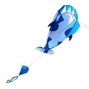 Lixada 3D Kinder Erwachsene Drachen Riesiger rahmenloser weicher Parafoil-Riesenwal-Drachen mit 30m Einleiner Flugdrachen , 120×215cm Beach Drachen mit Aufbewahrungstasche,blau & weiss