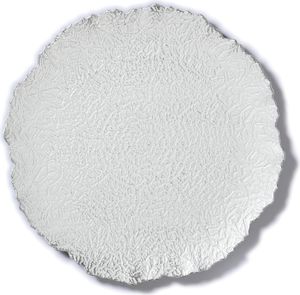 Dekoteller Kunststoff in Naturstein Optik 32cm weiß / silber
