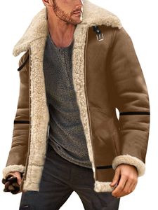 Herren Winter Warm Voller Reißverschluss Outwear Dicker Festkörpermantel Verdicken,Farbe:Khaki, Größe:5XL