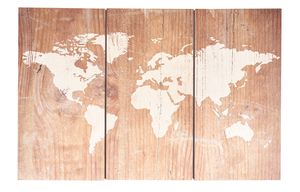 Wandbild 90x60cm Weltkarte Birkenholz Holz Holzbild Wandekoration Wooden Map