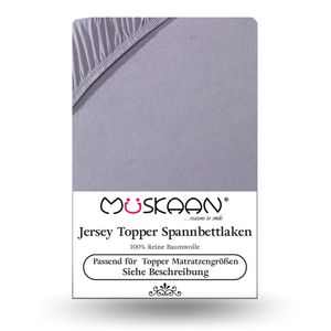 Müskaan - Jersey Spannbettlaken 180x200 cm - 200x200 cm + 15 cm Topper Laken, Farbe:grau