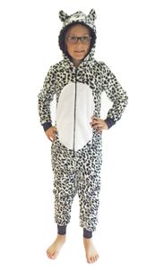 Kinder Karnevalskostüm Unisex Jumpsuit Overall Onesie Schlafanzug in tollen Tier Motiven, Farbe:Leopard, Größe:140
