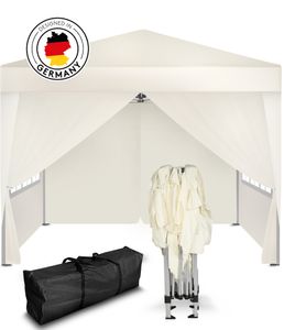 Kronenburg Faltpavillon 3x3m - Wasserfest, UV-Schutz 50+, 4 Seitenteile, champagner