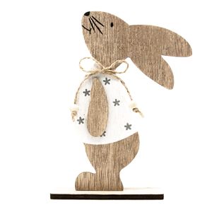 Oblique Unique Holz Hase Aufsteller Deko Osterhase Osterdekoration Tischdeko Deko Figur für Ostern - weiß