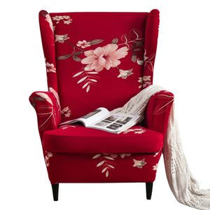 Stretch Wing Chair Sofa Slipcover Printed Elastan Sofa Cover Nábytek Protector Non-Slip Soft, Red