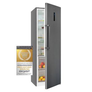 Exquisit Vollraumkühlschrank KS360-V-HE-040D inoxlook-az | Nutzinhalt: 359 L | Ohne Gefrierfach