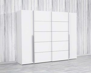 FORTE Narago Kleiderschrank 4-türig, Holzwerkstoff, Sonoma Eiche / Weiß matt, 270,3 x 210,5 x 61,2 cm, Variante:Weiß matt