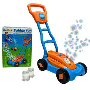 alldoro 60617 - Rasenmäher für Kinder mit Seifenblasen-Funktion, LED und Hupe - Spielzeugrasenmäher + Seifenblasenmaschine in einem