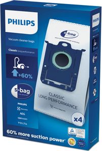 Philips Original sbag® Staubsauger Beutel Classic Long Performance, 4 Stück (FC8021/03)