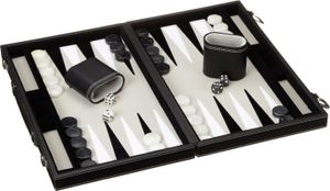 Philos 1731 - Backgammon Filzinlet grau-weiß-schwarz, medium, Koffer Kunstleder 4014156017313