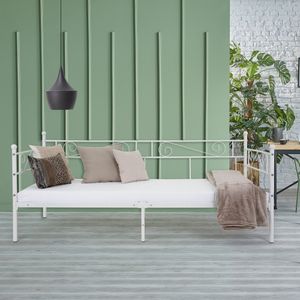 ML-Design Tagesbett mit Lattenrost, 90x200 cm, Weiß, inkl. Kopf- und Fußteil
