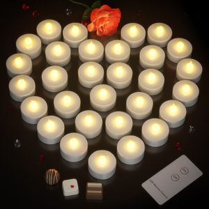 Deuba 30 LED Teelichter mit Fernbedienung Flackernde Batteriebetriebene Kerzen inkl Batterie Warmweiß 3,7cm Elektrisch