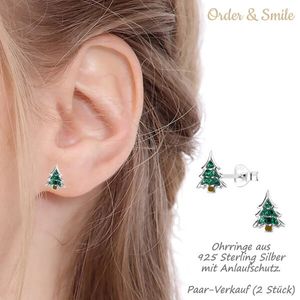 Ohrstecker Weihnachten: 925 Silber Ohrringe „Weihnachtsbaum“