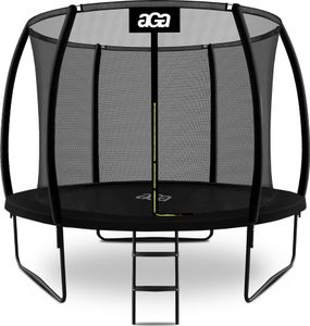 Aga SPORT EXCLUSIVE Trampolin, Kindertrampolin, Gartentrampolin mit Sicherheitsnetz 305 cm Schwarz + Schutznetz + Leiter