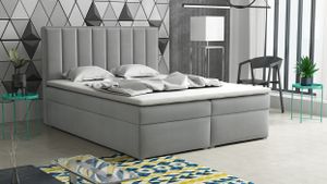 Boxspringbett BONGIORNO - Samtbett mit Matratze und zwei Bettkästen (Bettgröße: 180x200, Farbe: hellgrau)