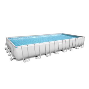 Bestway® Power Steel™ Frame Pool Komplett-Set mit Sandfilteranlage 956 x 488 x 132 cm, lichtgrau, eckig