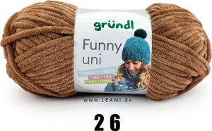 Gründl Chenillegarn Funny uni,100g/120m,Babywolle,100% Polyester,Häkel-und Strickgarn hellbraun (26)