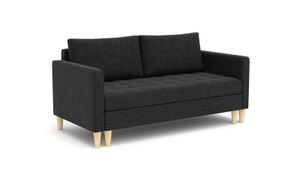 Sofa Oslo 155 x 90 mit Schlaffunktion - Schlafsofa mit Bettkasten - Farben zur Auswahl - STOFF LUX 23 Schwarz