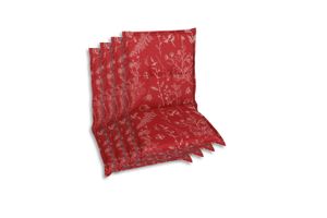 GO-DE Textil, Sesselauflage Niederlehner, 4er Set, Farbe: rot, Maße: 100 cm x 50 cm x 6 cm, Rueckenhoehe: 52 cm
