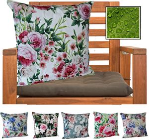 heimtexland ® Outdoor Dekokissen Gefüllt LOTUS EFFEKT Wasserabweisend 45x45 Blumen Deko Gartenkissen Outdoorkissen Typ675 06 Grün