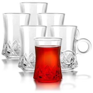Teetassen Glastassen 6er Set mit Griff für 6 Personen spülmaschinenfest Trinkgläser für Tee Schwarztee Cay Mylene