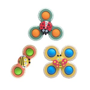 3 Stück Saugnapf Spinner Spielzeug, Finger Hand Spinner Kreisel Fidget Spinner Kinder Badespielzeug(Bienen, Schmetterlinge, Käfer)
