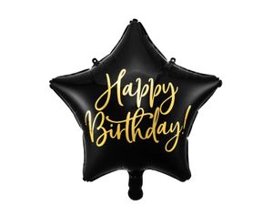 Fóliový balónek s hvězdou Happy Birthday 40cm černý