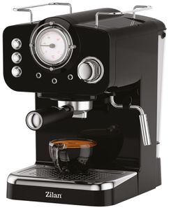 Zilan Espressomaschine 15 Bar | 1100 Watt | Edelstahl Design | Dampfausstoßregler | Für 1 oder 2 Tassen geeignet