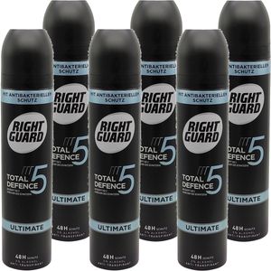 6x Right Guard Total Defence5 ULTIMATE 250ml Deospray Deodorant