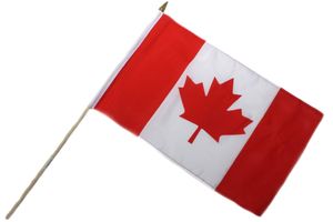 Fahne Flagge Kanada 30x45cm doppelt umsäumt mit 60cm Holzstab Handfahne Stockflagge Banner Fan Sport