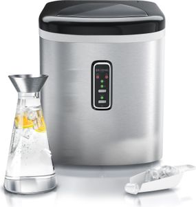 Brandson Eiswürfelbereiter 100 Watt, Ice Cube Maker, Eiswürfelmaschine, Wassertank 2,2 Liter, 11 kg / 24 h, Silber/Schwarz