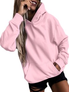 Damen Langarm Hoodie Loose Sweatshirt Casual Top Shirt,Farbe: ,Größe:,Farbe: Rosa,Größe:L