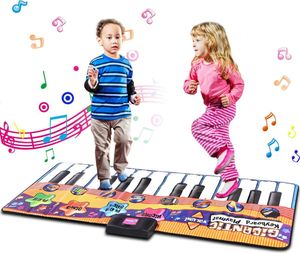 Goplus Klaviermatte Musikmatte Musikteppich Kinder Keyboard Spielmatte 24 Tasten mit 8 Instrumenten 180x74cm