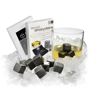Whisky-Steine 9er SET aus natürlichem Speckstein für Getränke "on the rocks"