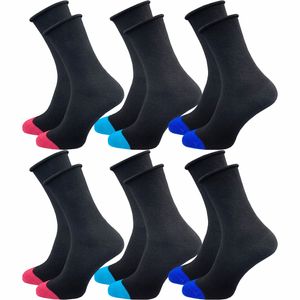GAWILO Damen Socken mit Rollrand (6 Paar) | Ohne drückende Naht und ohne Gummidruck | Diabetikersocken mit verstärkter Ferse und Fußspitze
