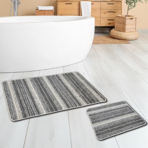 Miqna 2-tlg. rutschfestes Badteppich Set , waschbar (60x100 & 50x60 cm)