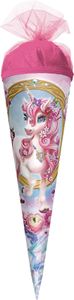 ROTH Geschenk-Schultüte klein Einhorn Beauty 22 cm rund Tüllverschluss Zuckertüte Schulanfang