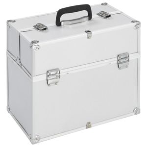 vidaXL Kosmetický kufřík 37x24x35 cm Stříbrný hliník