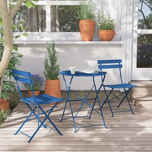 3tlg Bistroset Balkonset Gartenset Sitzgruppe Balkonmöbel Set Klappbar 60x60cm Blau