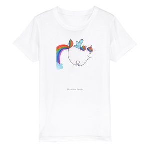 Mr. & Mrs. Panda 7-8 Jahre Kinder T-Shirt Einhorn Pegasus - Weiß - Geschenk, Unicorn, Realität, Spielen, Einhorn Deko, Glitzer