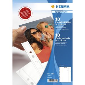 HERMA Fotoplastové pouzdro na fotografie 9x13 cm na výšku bílé 10 pouzder - 90 x 130 mm - transparentní - bílé - polypropylen (PP) - na výšku - 230 mm - 310 mm